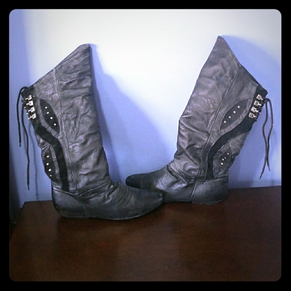 New Black Leather Boots